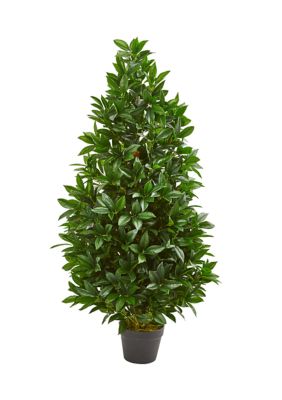 Nearly Natural Bay Leaf Topiary Tree Indoor/Outdoor, Green