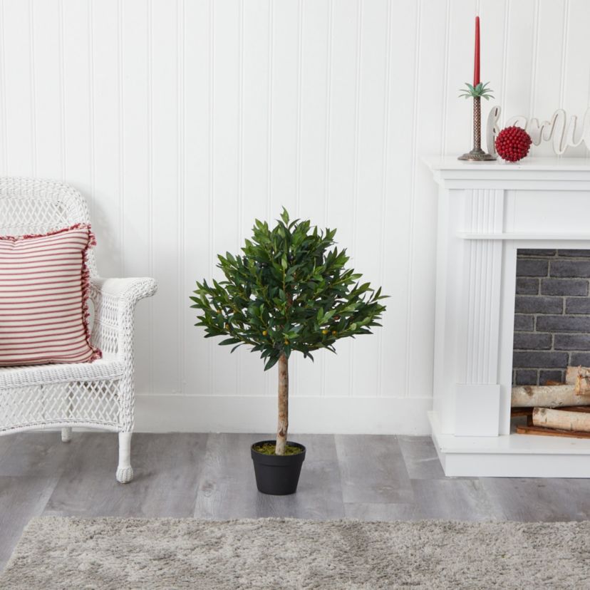 34-Inch Olive Topiary Artificial Tree UV Resistant (Indoor/Outdoor)