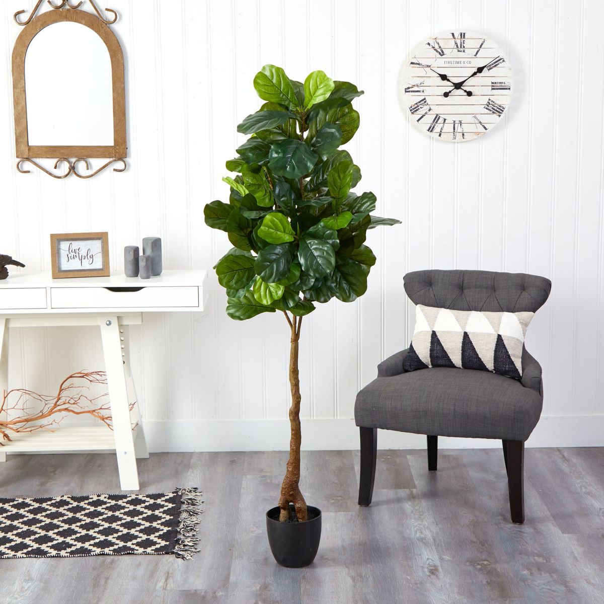 64-Inch Fiddle Leaf Artificial Tree (Real Touch)