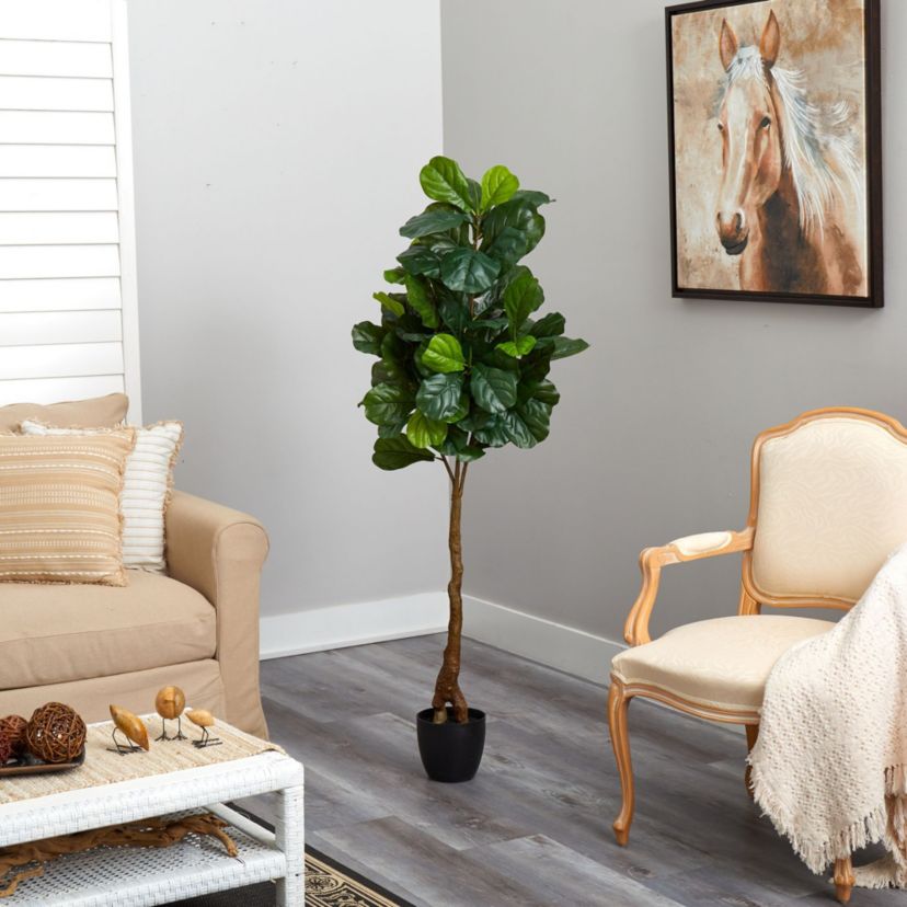 64-Inch Fiddle Leaf Artificial Tree (Real Touch)