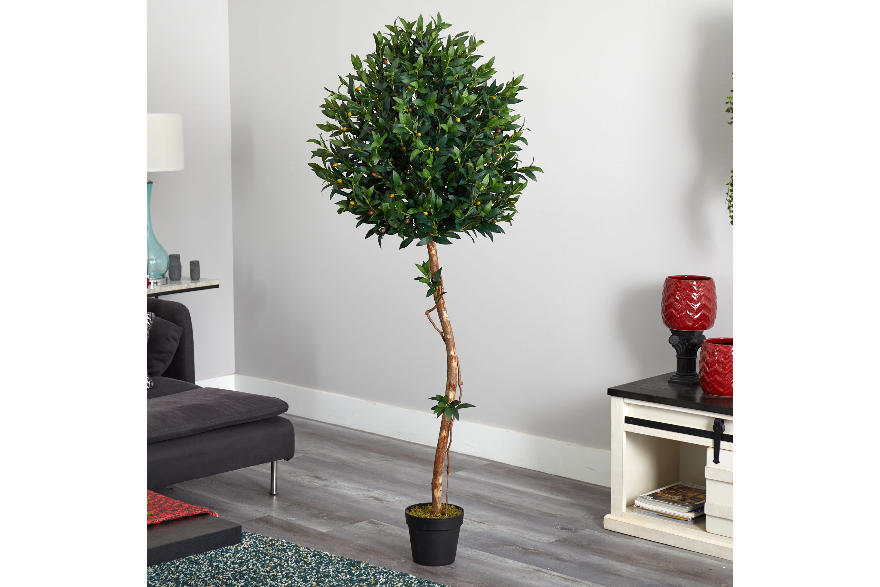5.5-Foot Olive Topiary Artificial Tree UV Resistant (Indoor/Outdoor)