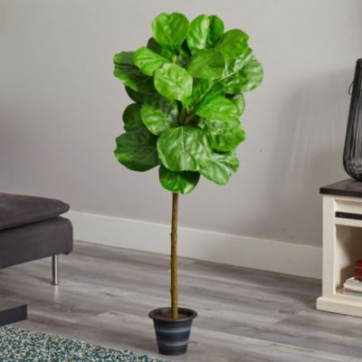 4-Foot Fiddle Leaf Artificial Tree with Decorative Planter