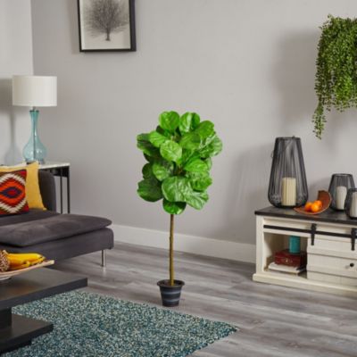 4-Foot Fiddle Leaf Artificial Tree with Decorative Planter