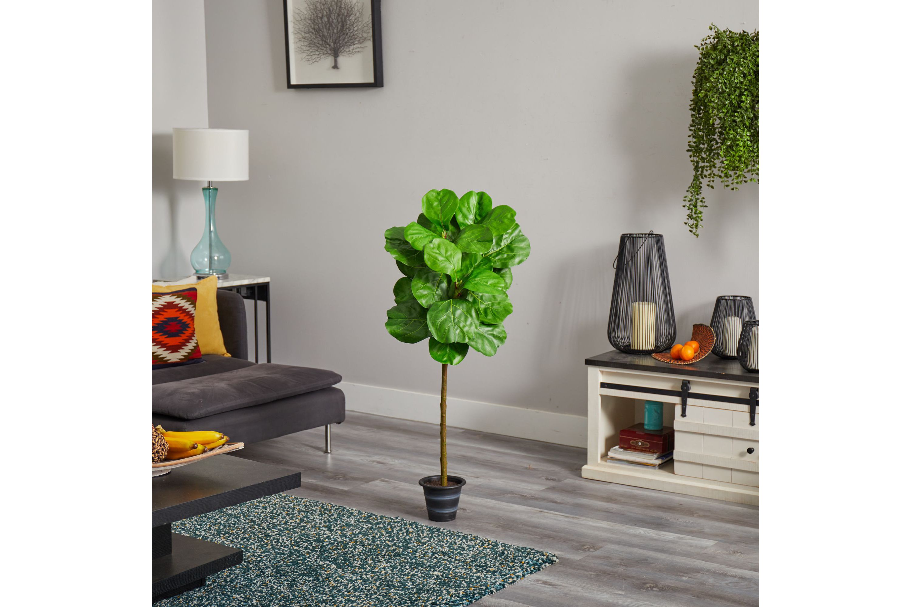 4-Foot Fiddle Leaf Artificial Tree with Decorative Planter