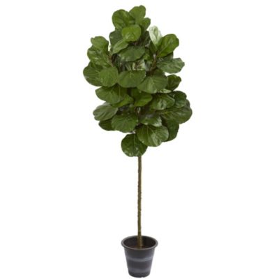 Nearly Natural 6.5-Foot Fiddle Leaf Artificial Tree with Decorative Planter, Green