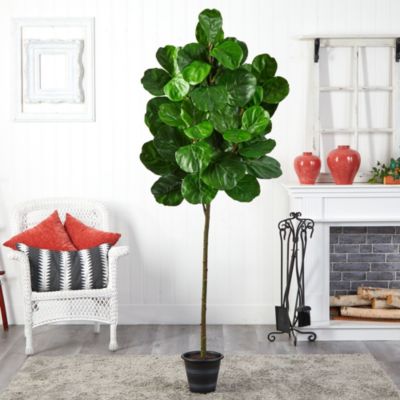 6.5-Foot Fiddle Leaf Artificial Tree with Decorative Planter
