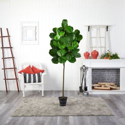 6.5-Foot Fiddle Leaf Artificial Tree with Decorative Planter