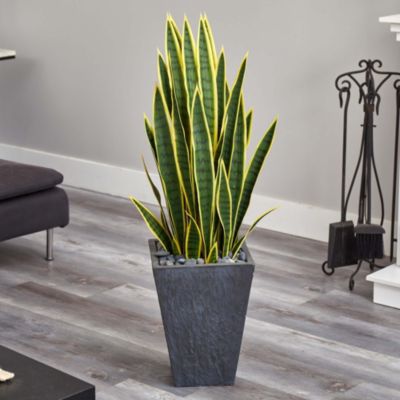 3.5-Foot Sansevieria Artificial Plant in Slate Planter