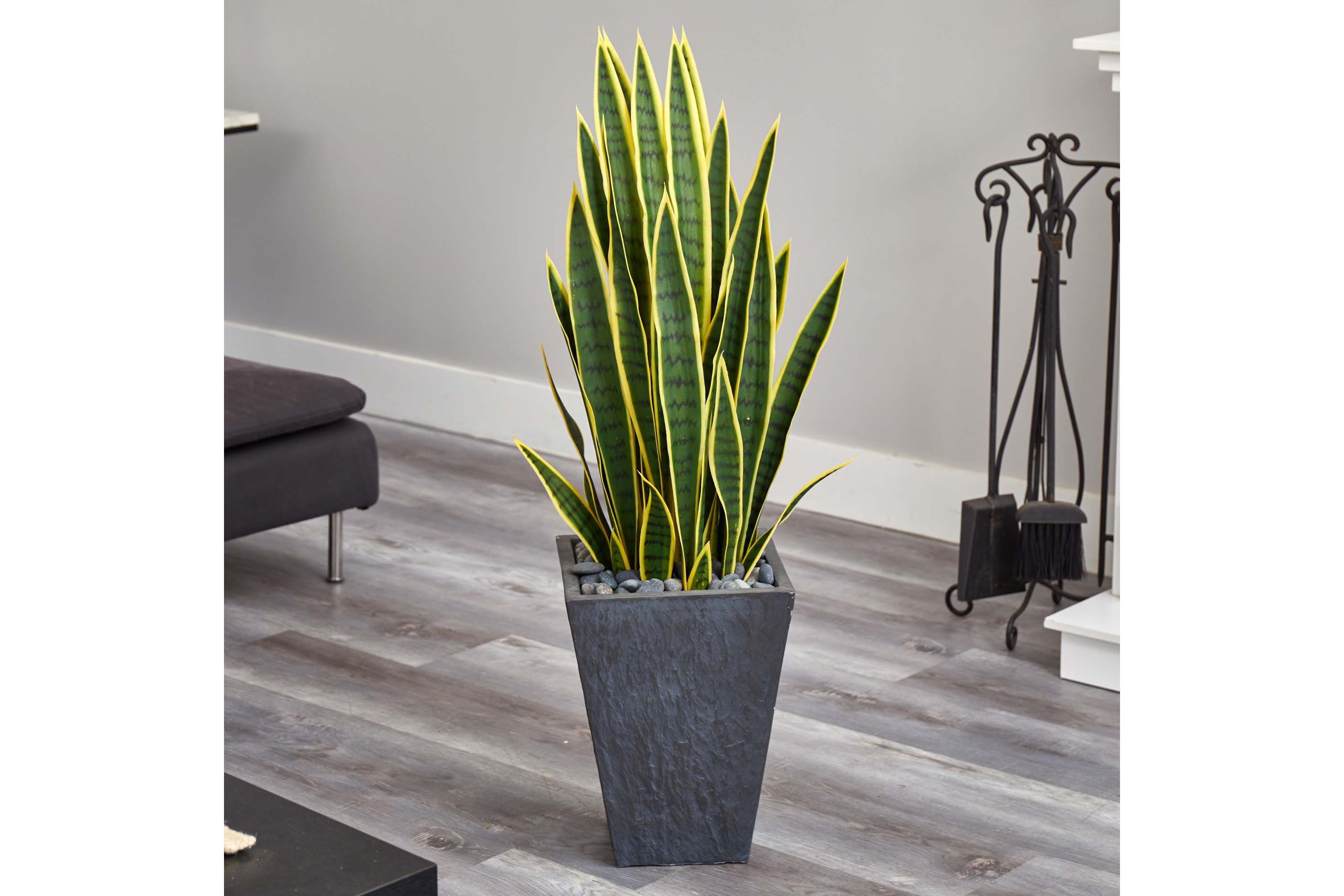 3.5-Foot Sansevieria Artificial Plant in Slate Planter