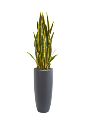 Nearly Natural Sansevieria Plant in Planter, Green