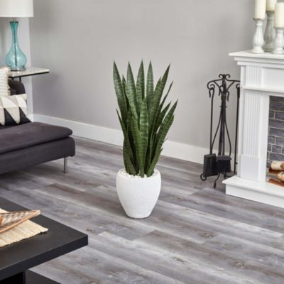 3.5-Foot Sansevieria Artificial Plant in White Planter