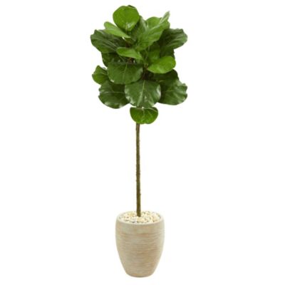 4-Foot Fiddle Leaf Artificial Tree in Sand Colored Planter