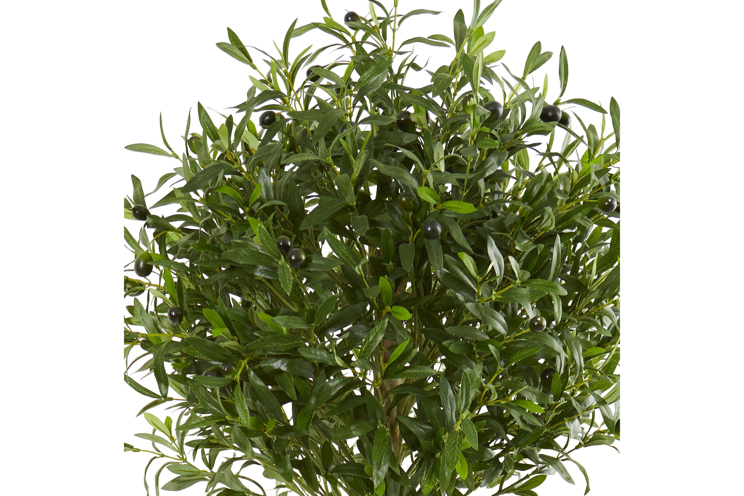5-Foot Olive Topiary Artificial Tree in White Planter