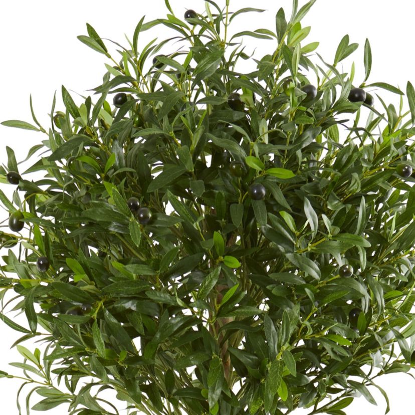 5-Foot Olive Topiary Artificial Tree in White Planter