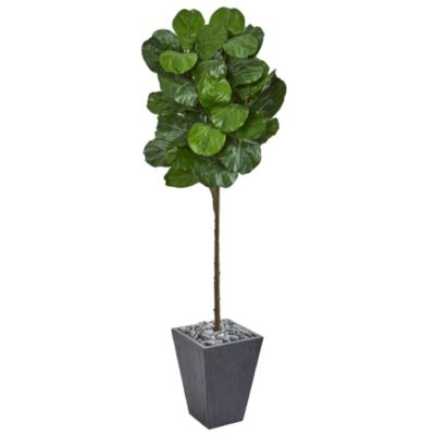 Nearly Natural 6-Foot Fiddle Leaf Artificial Tree in Slate Finished Planter