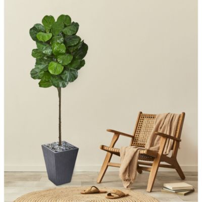6-Foot Fiddle Leaf Artificial Tree in Slate Finished Planter