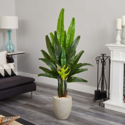 64-Inch Travelers Palm Artificial Tree in Sand Colored Planter