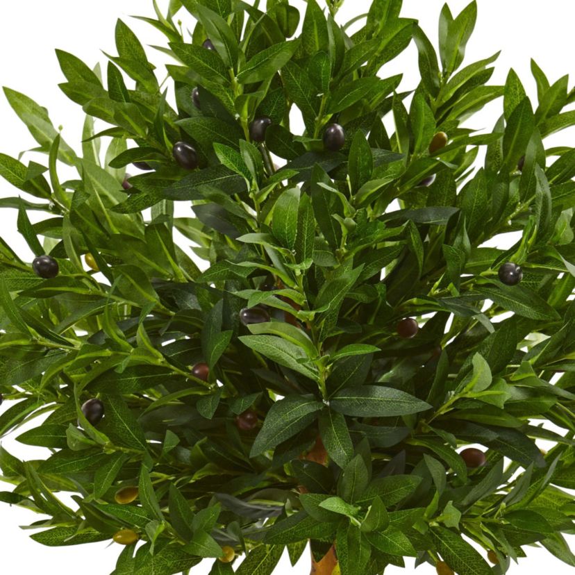 40-Inch Olive Topiary Artificial Tree in Sand Stone Planter UV Resistant (Indoor/Outdoor)