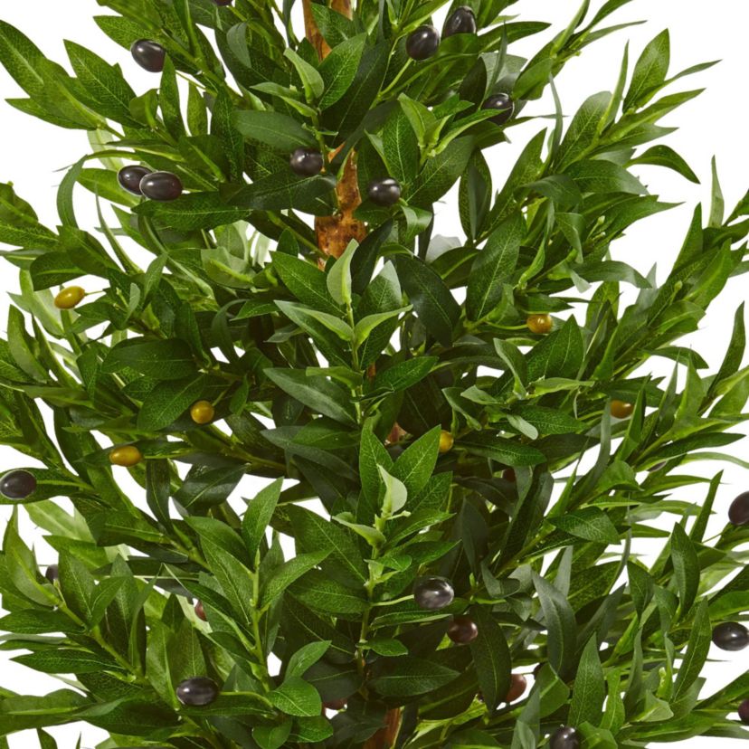 3.5-Foot Olive Cone Topiary Artificial Tree in White Planter UV Resistant (Indoor/Outdoor)