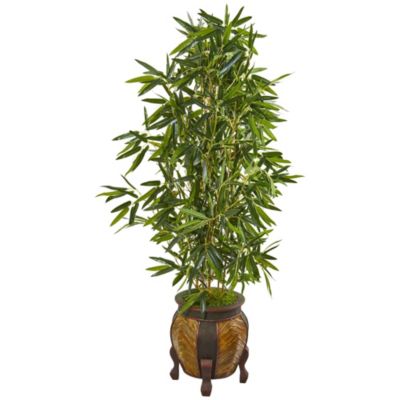 Nearly Natural 5-Foot Bamboo Artificial Tree in Decorative Planter (Real Touch), Green -  0192897064156