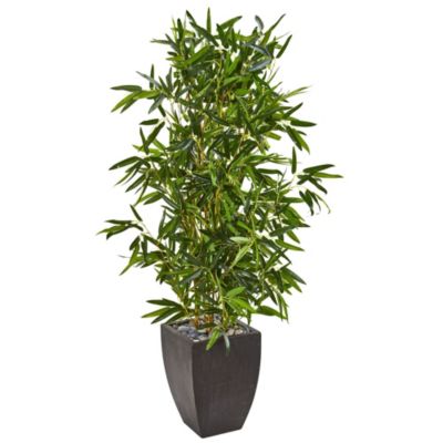 Nearly Natural 5-Foot Bamboo Artificial Tree in Black Planter (Real Touch) UV Resistant (Indoor/Outdoor), Green -  0192897064255