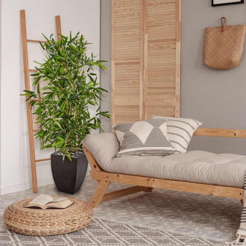 5-Foot Bamboo Artificial Tree in Black Planter (Real Touch) UV Resistant (Indoor/Outdoor)