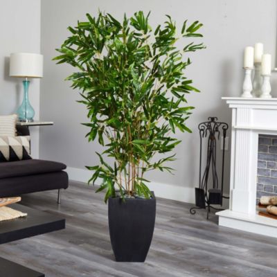 5-Foot Bamboo Artificial Tree in Black Planter (Real Touch) UV Resistant (Indoor/Outdoor)