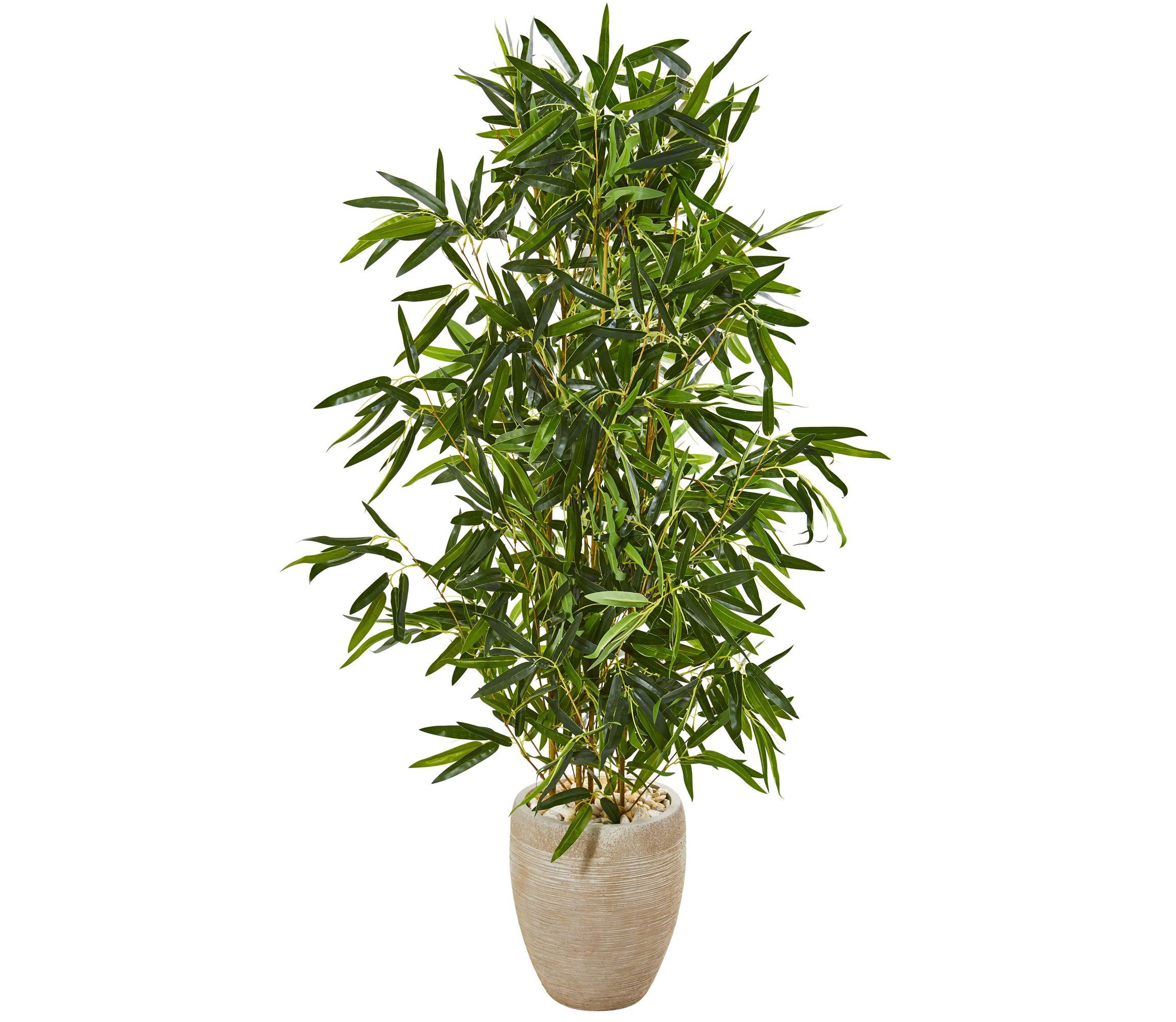 5-Foot Bamboo Artificial Tree in Sand Colored Planter (Real Touch) UV Resistant (Indoor/Outdoor)