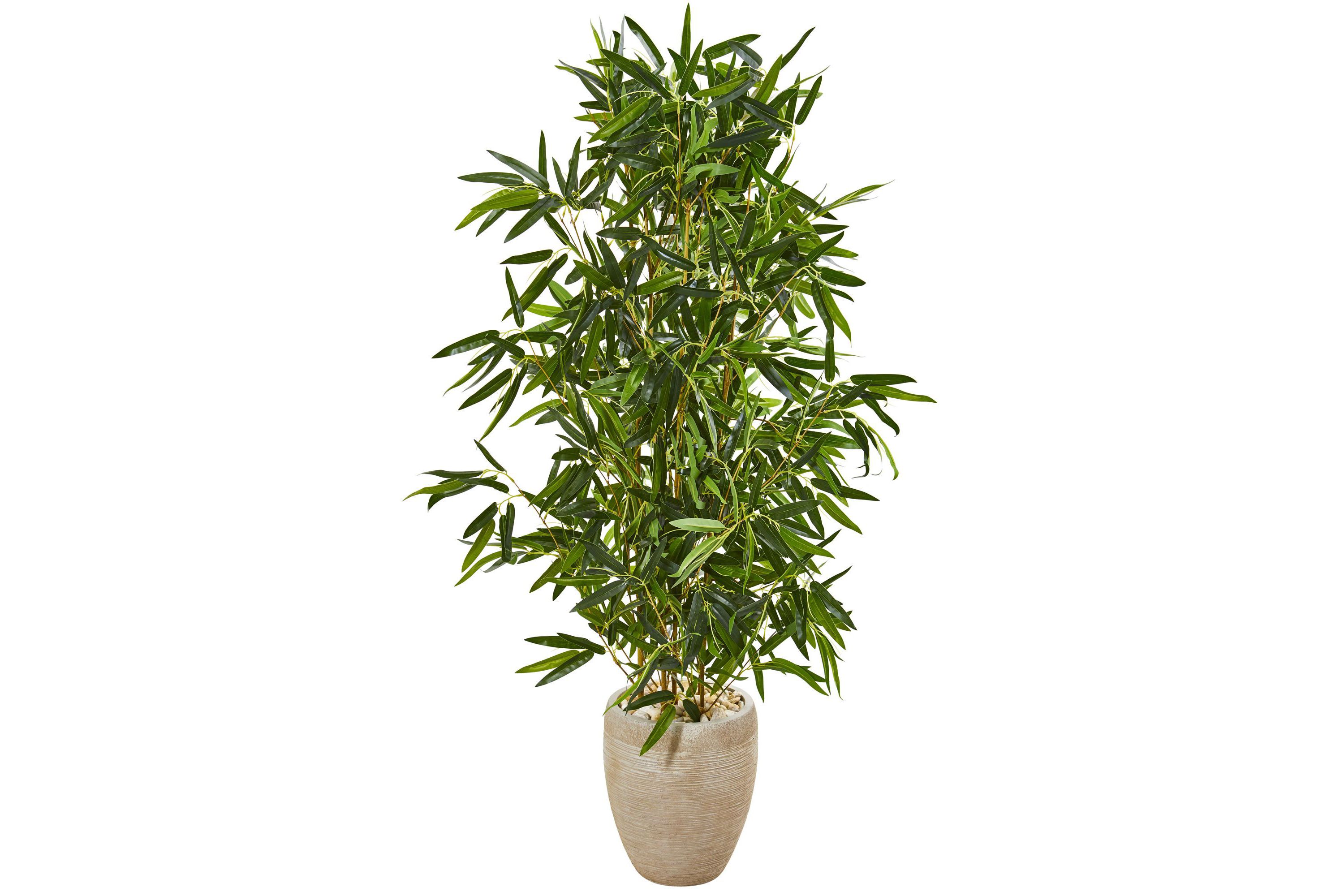 5-Foot Bamboo Artificial Tree in Sand Colored Planter (Real Touch) UV Resistant (Indoor/Outdoor)