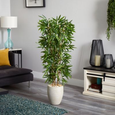 5-Foot Bamboo Artificial Tree in Sand Colored Planter (Real Touch) UV Resistant (Indoor/Outdoor)