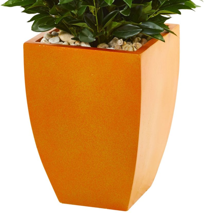 57-Inch Bay Leaf Artificial Topiary Tree in Orange Planter UV Resistant (Indoor/Outdoor)