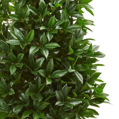 56-Inch Bay Leaf Cone Topiary Artificial Tree UV Resistant in Black Planter (Indoor/Outdoor)