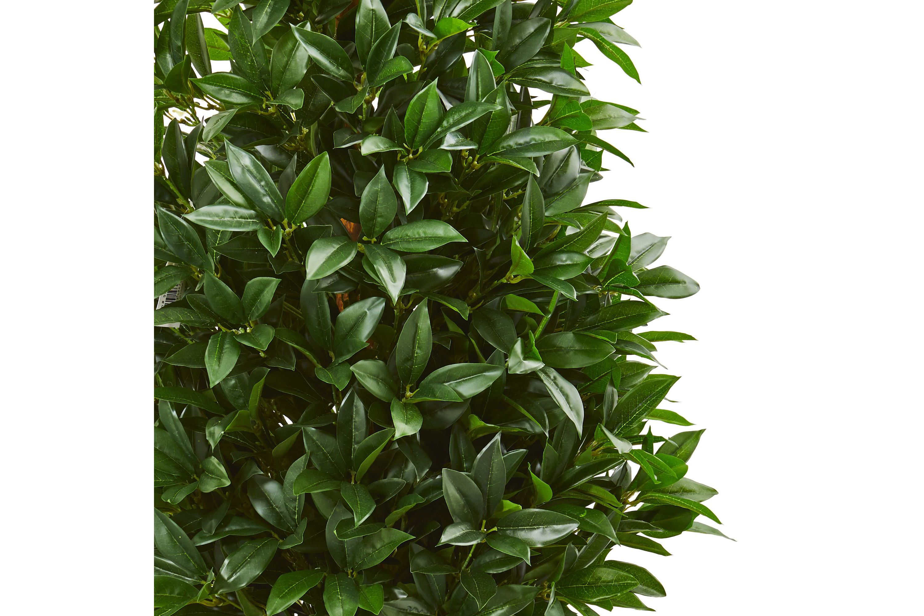 56-Inch Bay Leaf Cone Topiary Artificial Tree UV Resistant in Black Planter (Indoor/Outdoor)