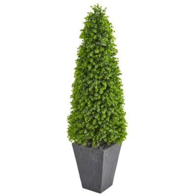 57-Inch Eucalyptus Topiary Artificial Tree in Slate Planter (Indoor/Outdoor)