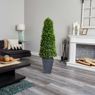 57-Inch Eucalyptus Topiary Artificial Tree in Slate Planter (Indoor/Outdoor)
