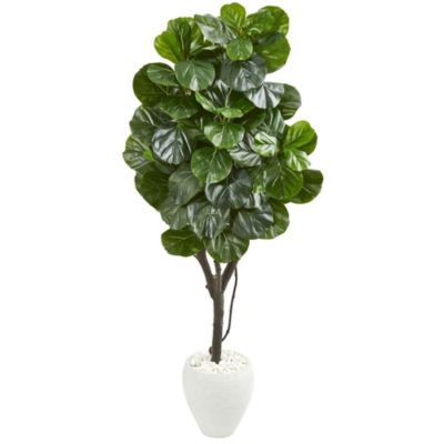 68-Inch Fiddle Leaf Fig Artificial Tree in White Planter