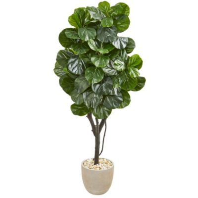 67-Inch Fiddle Leaf Fig Artificial Tree in Sand Stone Planter