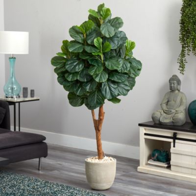 67-Inch Fiddle Leaf Fig Artificial Tree in Sand Stone Planter