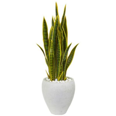 33-Inch Sansevieria Artificial Plant in White Planter