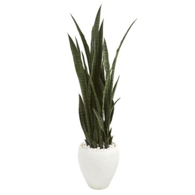 51-Inch Sansevieria Artificial Plant in White Planter