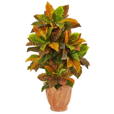 40-Inch Croton Artificial Plant in Terracotta Planter (Real Touch)
