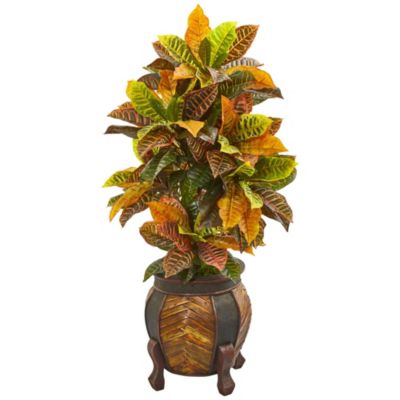 44-Inch Croton Artificial Plant in Decorative Planter (Real Touch)