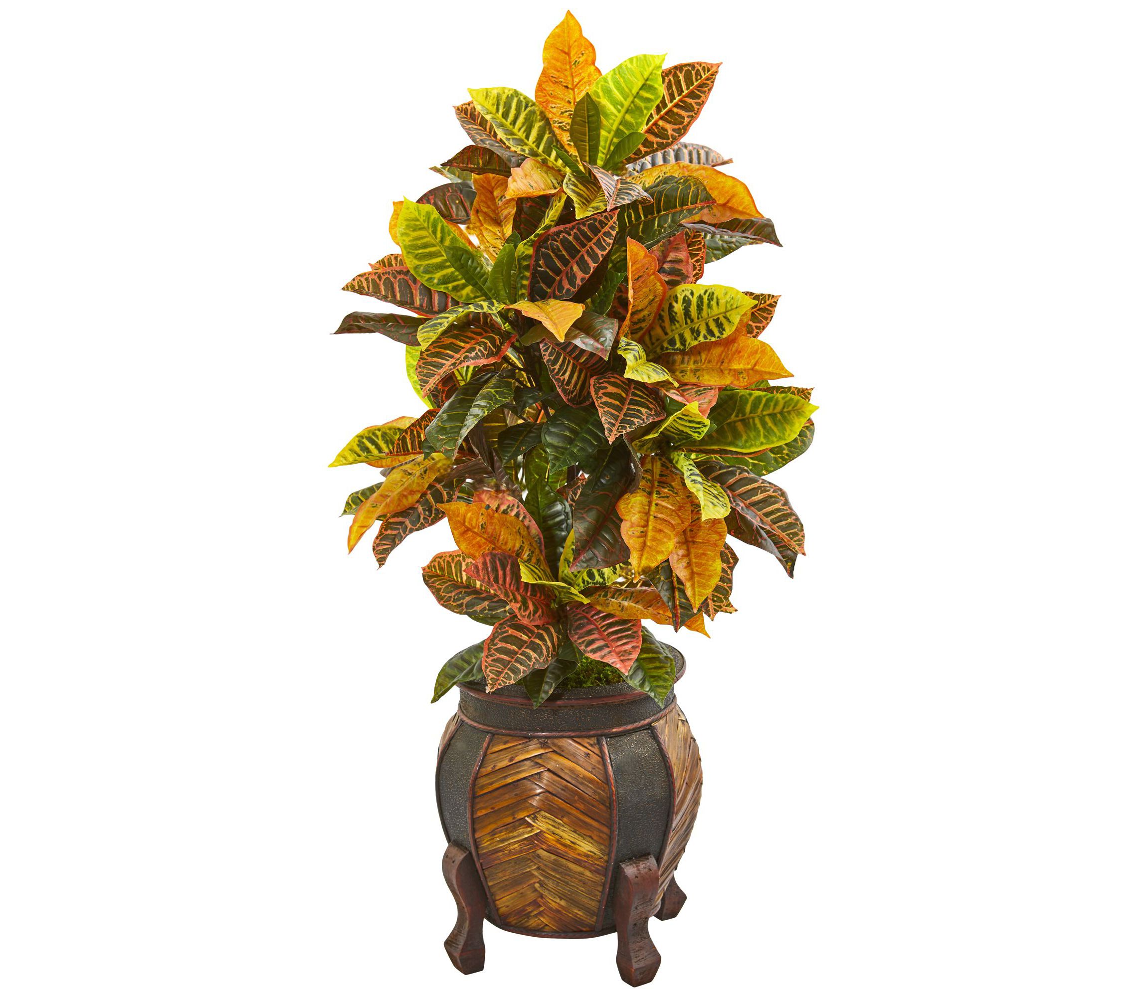 44-Inch Croton Artificial Plant in Decorative Planter (Real Touch)