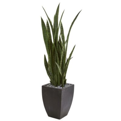 4.5-Foot Sansevieria Artificial Plant in Black Planter