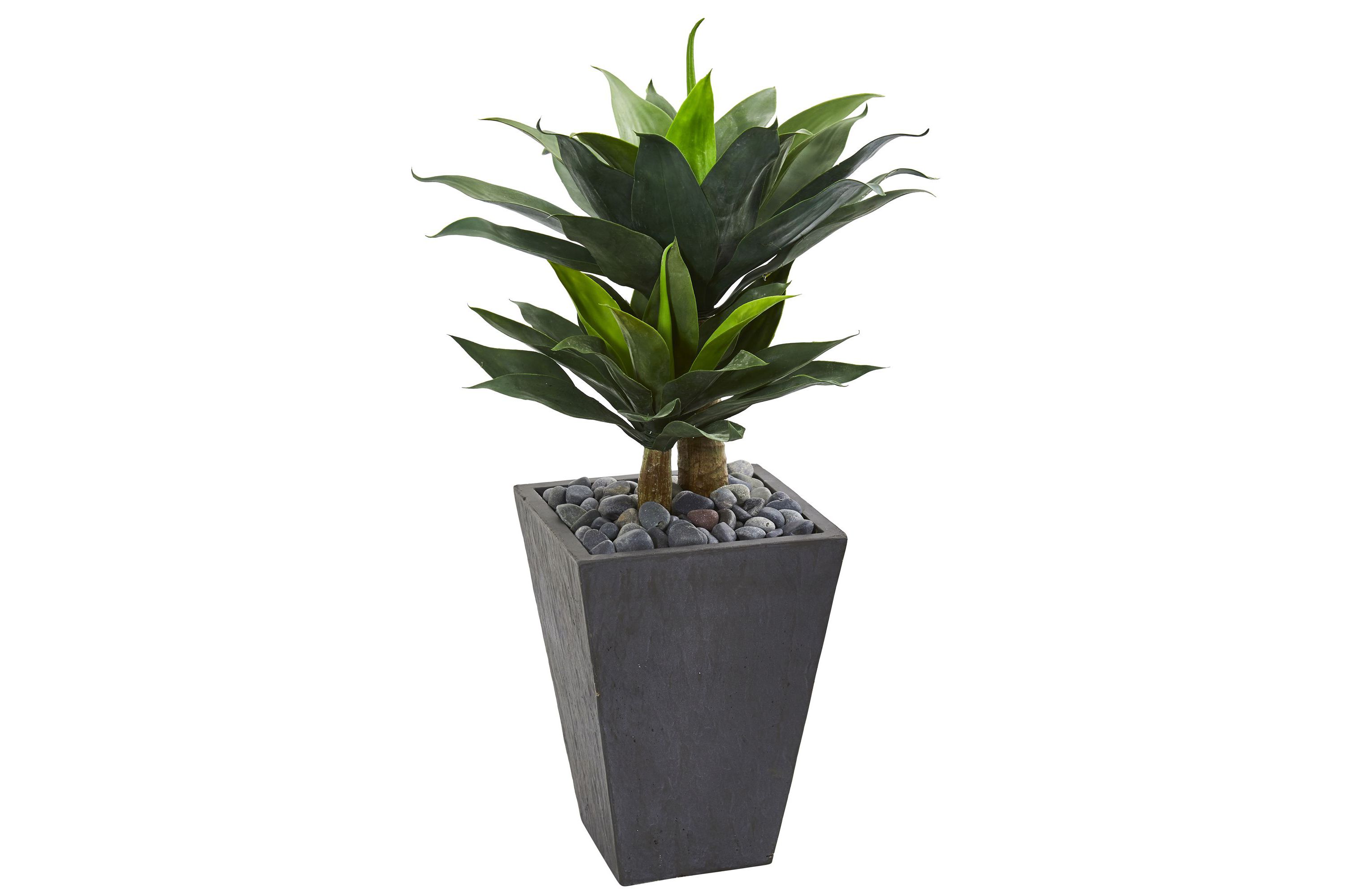 37-Inch Double Agave Succulent Artificial Plant in Slate Planter