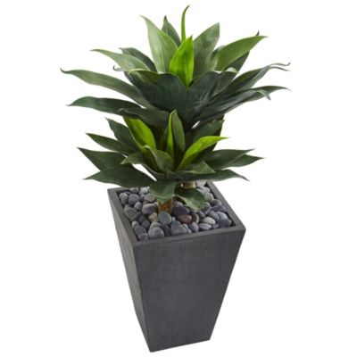 37-Inch Double Agave Succulent Artificial Plant in Slate Planter