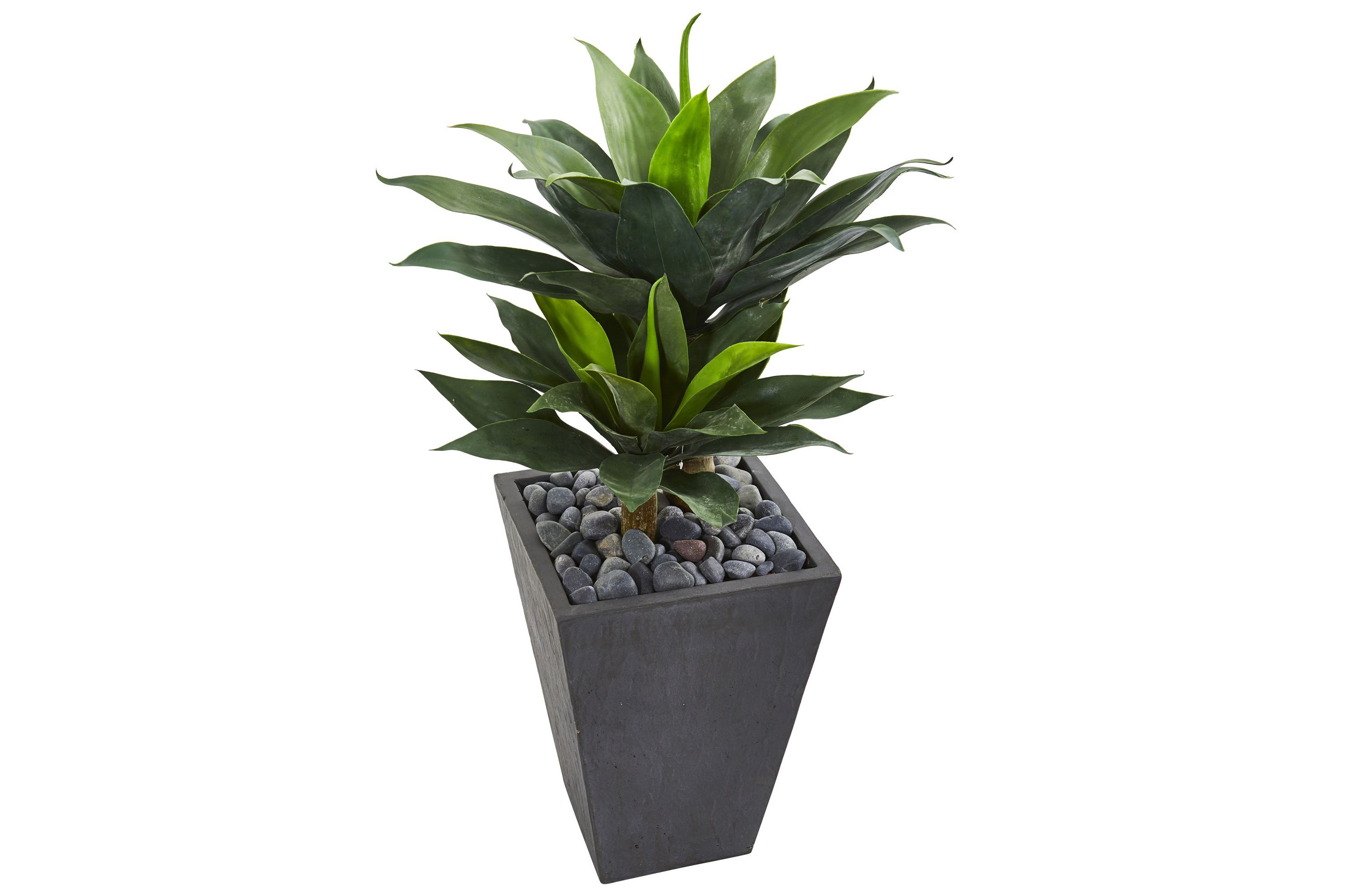 37-Inch Double Agave Succulent Artificial Plant in Slate Planter