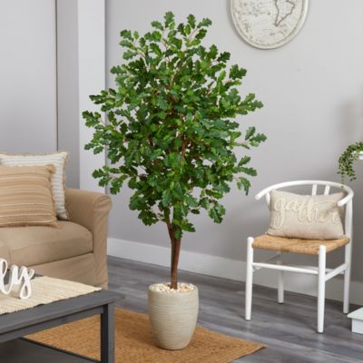 69-Inch Oak Artificial Tree in Sand Colored Planter