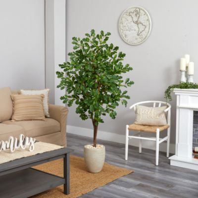 69-Inch Oak Artificial Tree in Sand Colored Planter