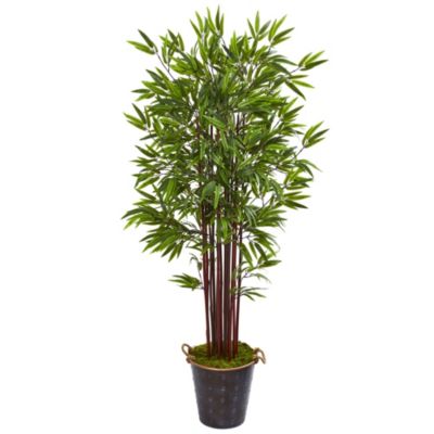 74-Inch Bamboo Artificial Tree in Metal Planter